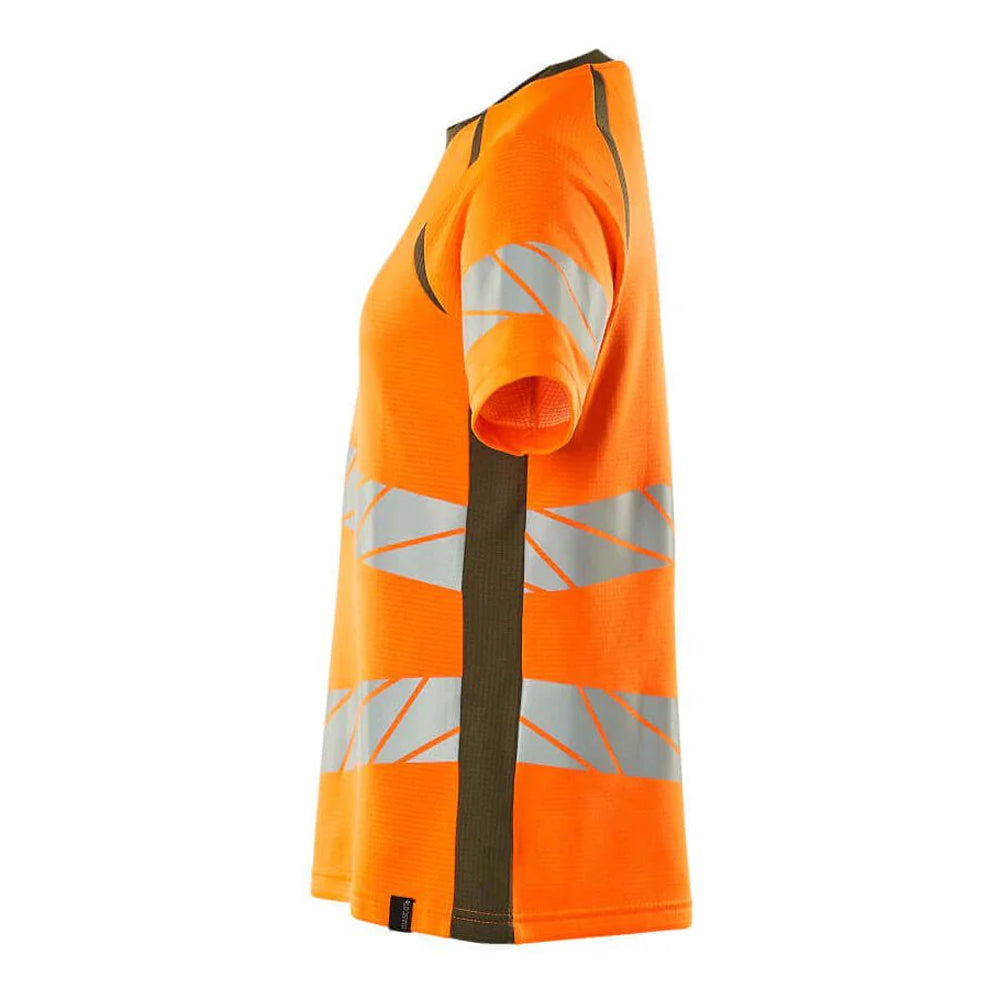 Hi Vis Orange-Moss Green - Back - Mascot Womens-Ladies Accelerate Safe Hi-Vis T-Shirt