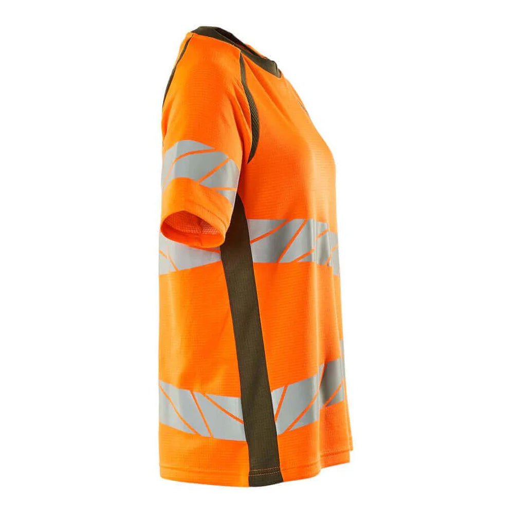 Hi Vis Orange-Moss Green - Side - Mascot Womens-Ladies Accelerate Safe Hi-Vis T-Shirt