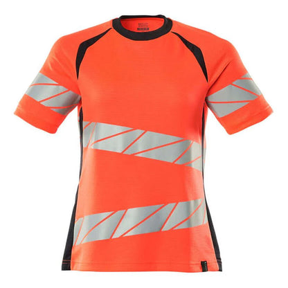 Hi Vis Red-Dark Navy - Front - Mascot Womens-Ladies Accelerate Safe Hi-Vis T-Shirt