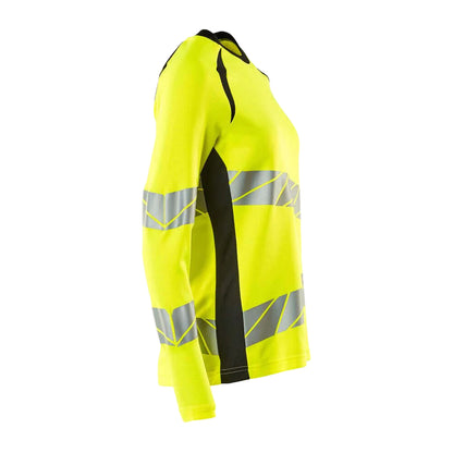 Hi Vis Yellow-Black - Back - Mascot Womens-Ladies Accelerate Safe Hi-Vis Long-Sleeved T-Shirt