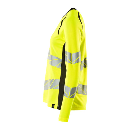 Hi Vis Yellow-Black - Side - Mascot Womens-Ladies Accelerate Safe Hi-Vis Long-Sleeved T-Shirt