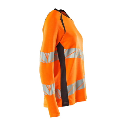 Hi Vis Orange-Dark Navy - Back - Mascot Womens-Ladies Accelerate Safe Hi-Vis Long-Sleeved T-Shirt