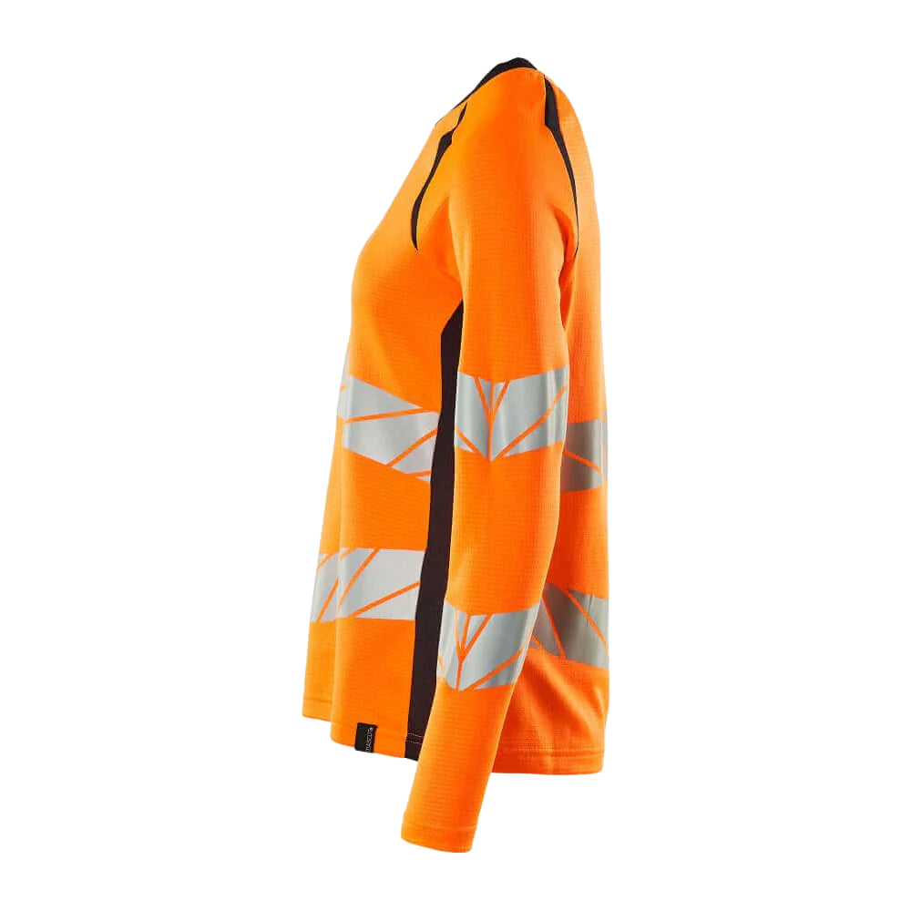 Hi Vis Orange-Dark Navy - Side - Mascot Womens-Ladies Accelerate Safe Hi-Vis Long-Sleeved T-Shirt