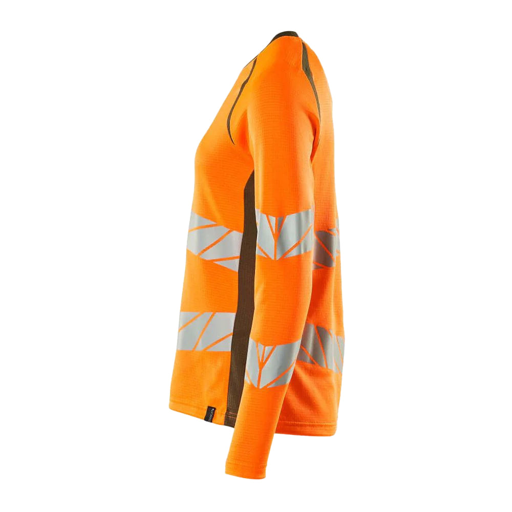 Hi Vis Orange-Moss Green - Side - Mascot Womens-Ladies Accelerate Safe Hi-Vis Long-Sleeved T-Shirt