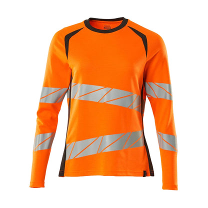 Hi Vis Orange-Dark Anthracite - Front - Mascot Womens-Ladies Accelerate Safe Hi-Vis Long-Sleeved T-Shirt