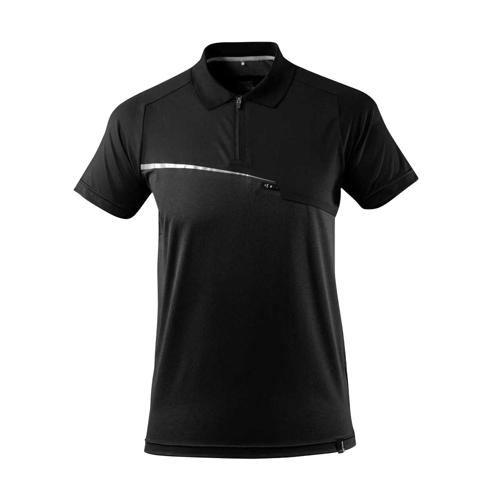 Black - Front - Mascot Mens Advanced Chest Pocket Polo Shirt