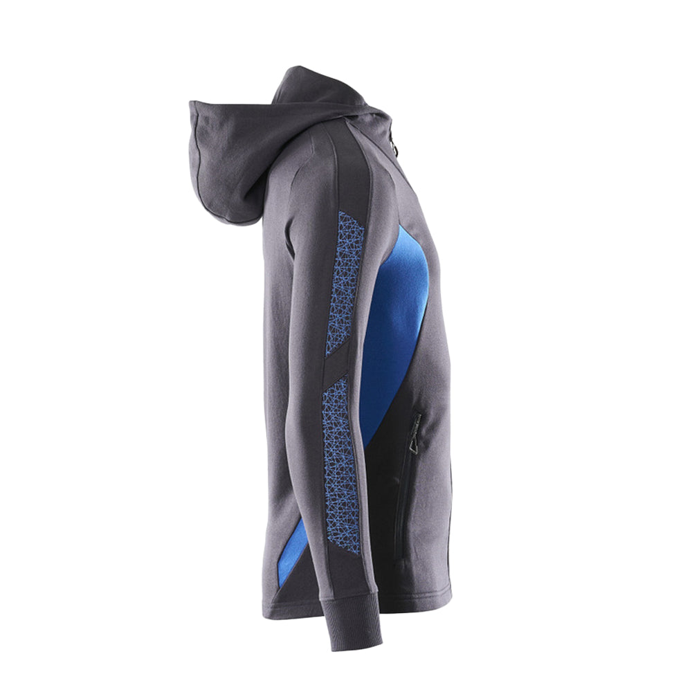 Dark Navy-Azure Blue - Side - Mascot Mens Accelerate Full Zip Hoodie