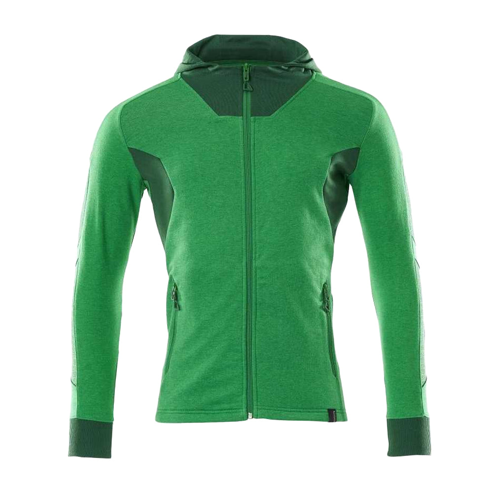 Grass Green-Green - Front - Mascot Mens Accelerate Full Zip Hoodie