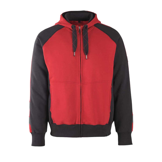 Red-Black - Front - Mascot Mens Unique Wiesbaden Full Zip Hoodie