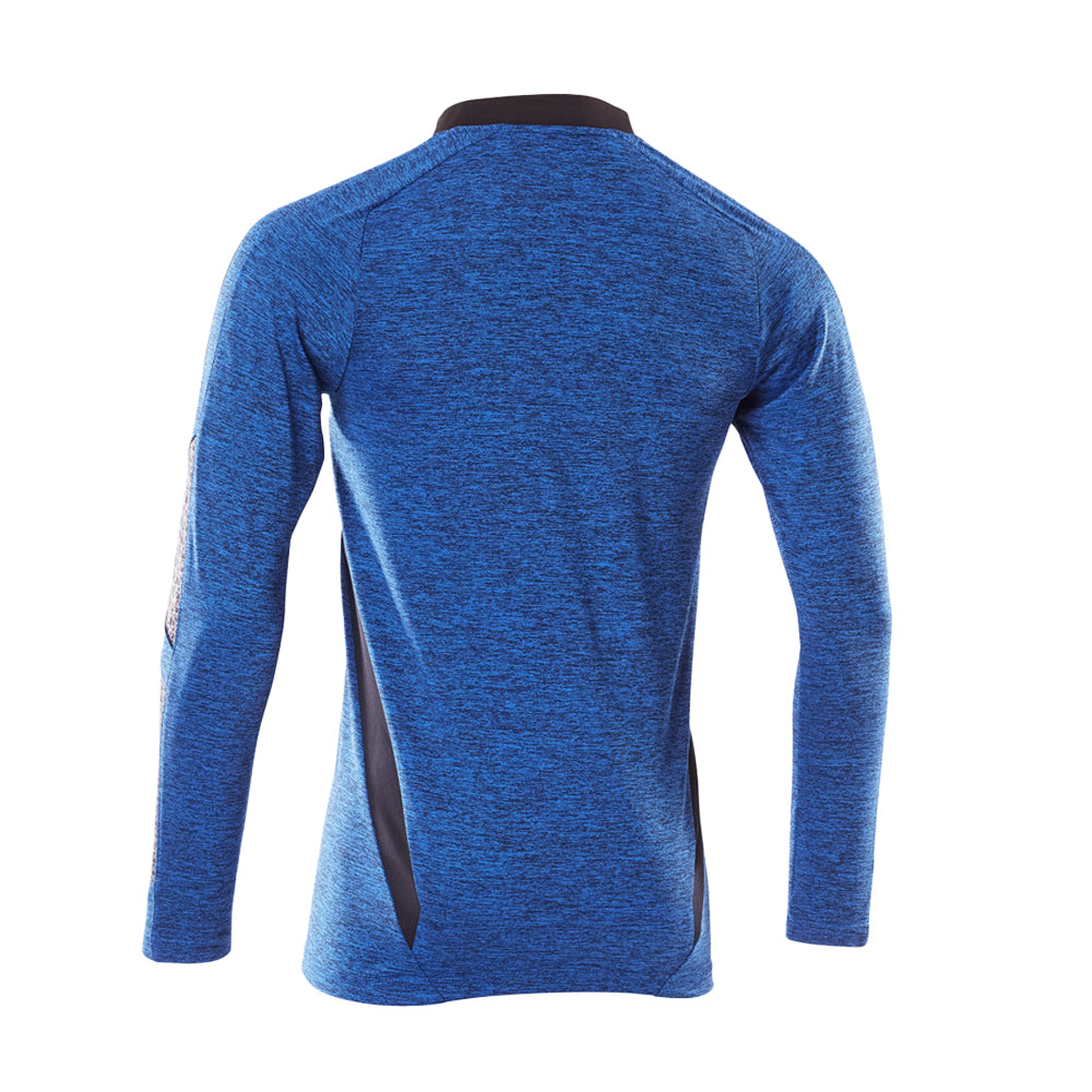 Azure Blue-Dark Navy - Back - Mascot Mens Accelerate Flecked Coolmax Long-Sleeved Polo Shirt