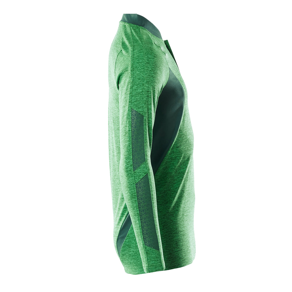 Grass Green-Green - Side - Mascot Mens Accelerate Flecked Coolmax Long-Sleeved Polo Shirt