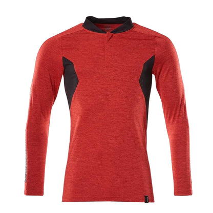 Traffic Red-Black - Front - Mascot Mens Accelerate Flecked Coolmax Long-Sleeved Polo Shirt