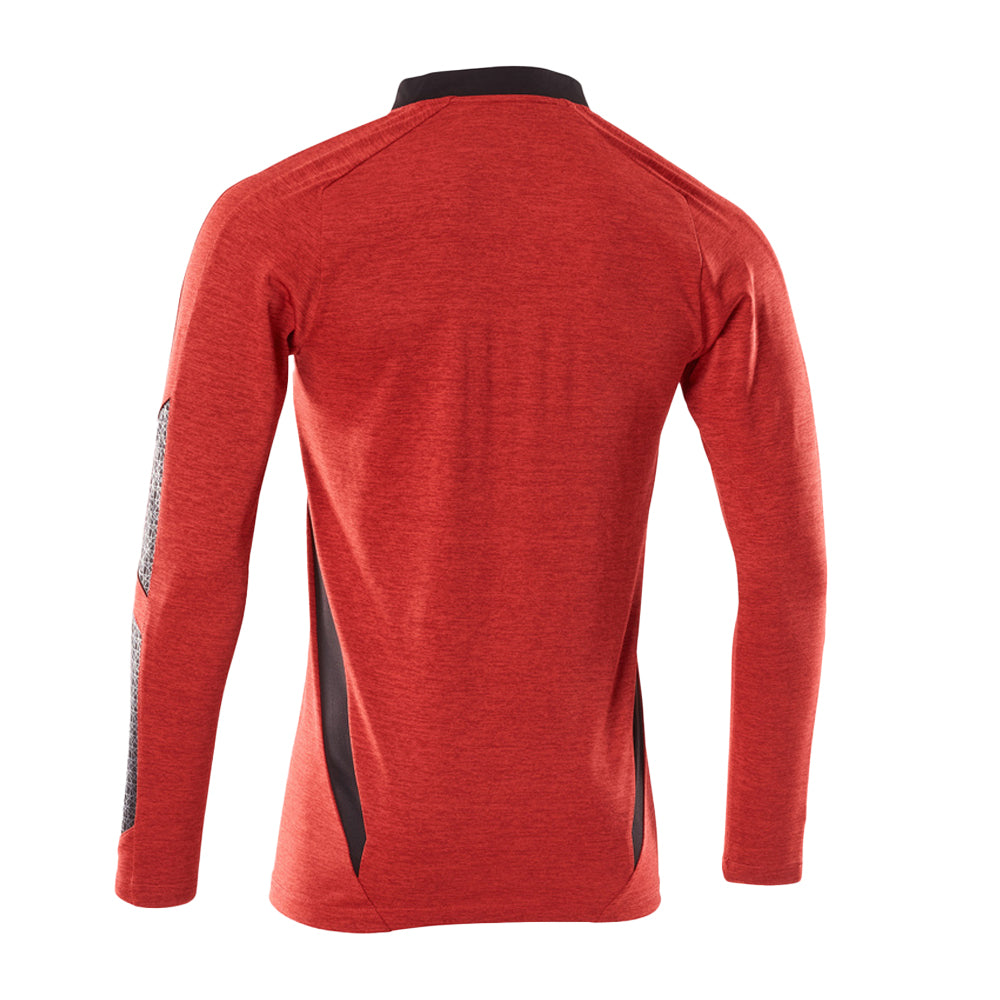 Traffic Red-Black - Back - Mascot Mens Accelerate Flecked Coolmax Long-Sleeved Polo Shirt