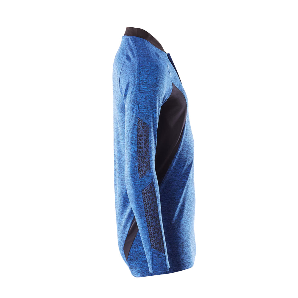Azure Blue-Dark Navy - Side - Mascot Mens Accelerate Flecked Coolmax Long-Sleeved Polo Shirt