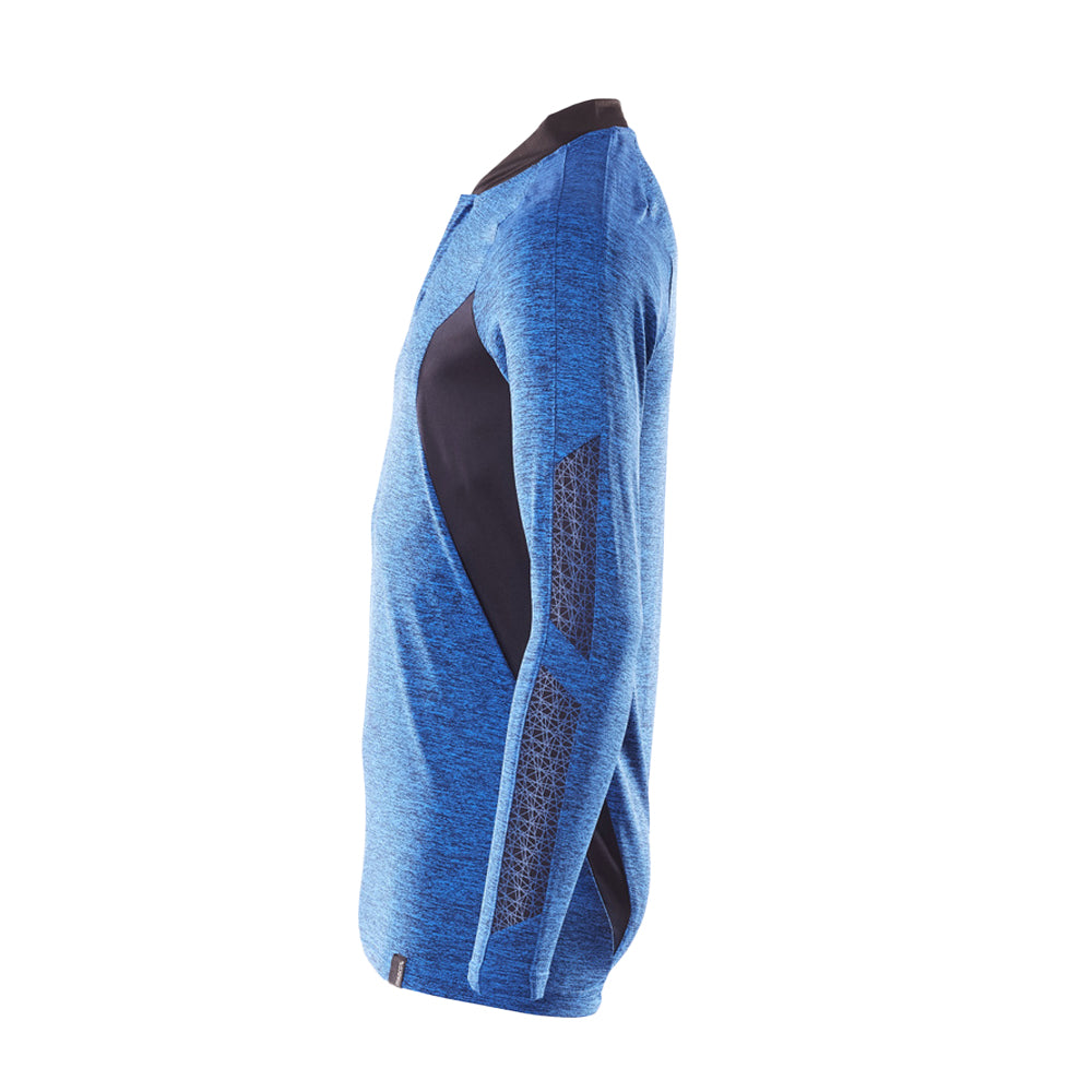 Azure Blue-Dark Navy - Lifestyle - Mascot Mens Accelerate Flecked Coolmax Long-Sleeved Polo Shirt