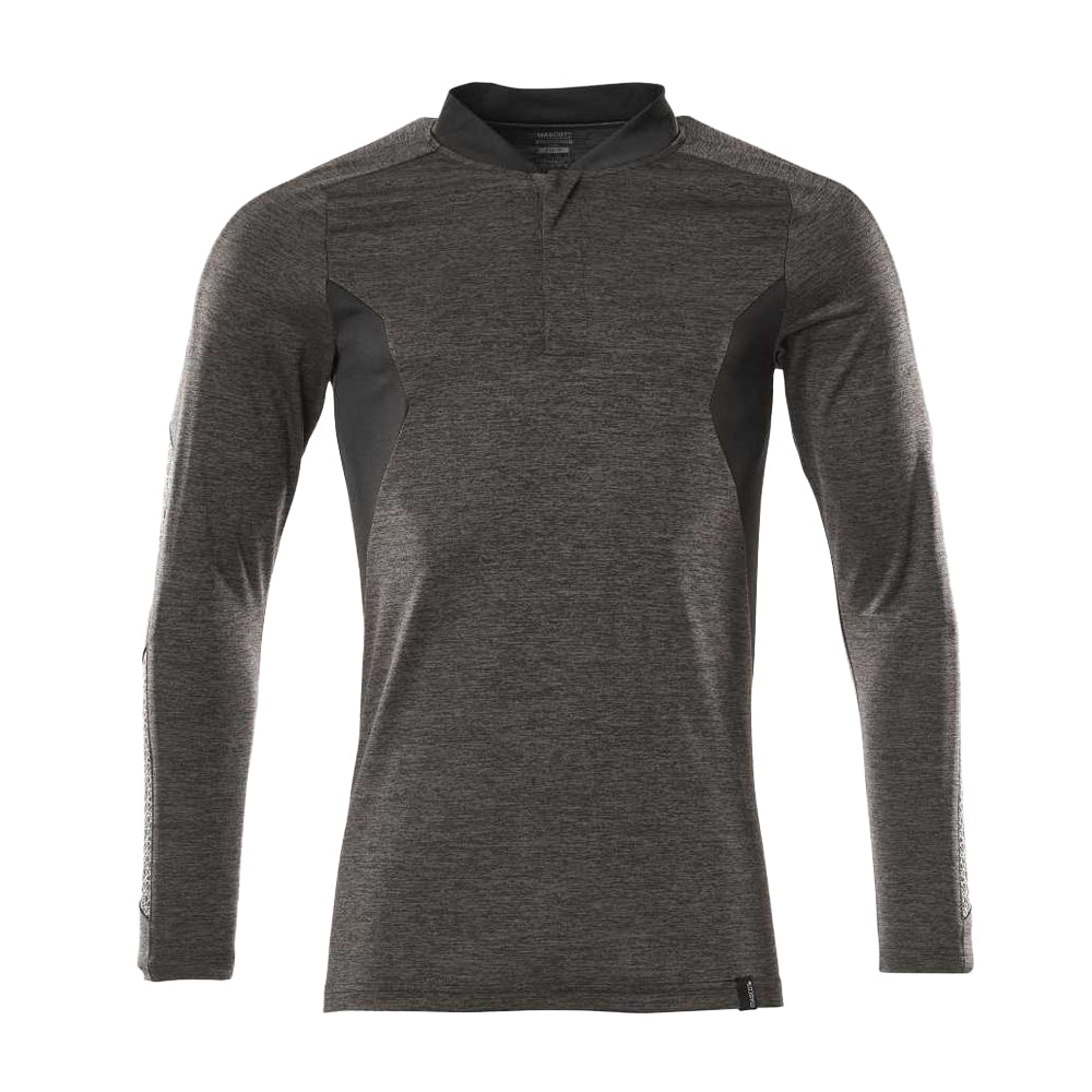 Dark Anthracite-Black - Front - Mascot Mens Accelerate Flecked Coolmax Long-Sleeved Polo Shirt