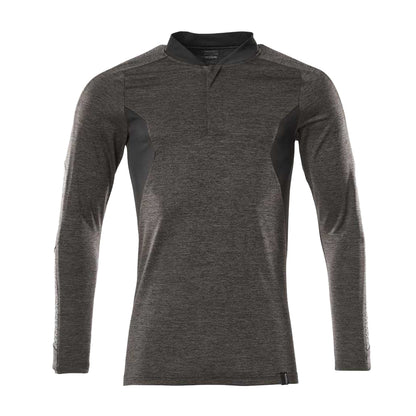 Dark Anthracite-Black - Front - Mascot Mens Accelerate Flecked Coolmax Long-Sleeved Polo Shirt