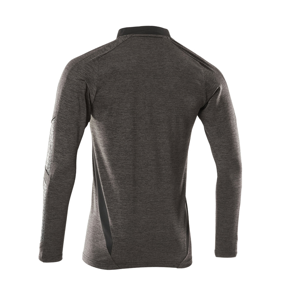 Dark Anthracite-Black - Back - Mascot Mens Accelerate Flecked Coolmax Long-Sleeved Polo Shirt