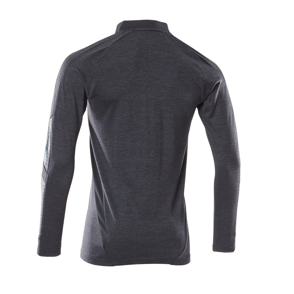 Dark Navy - Back - Mascot Mens Accelerate Flecked Coolmax Long-Sleeved Polo Shirt