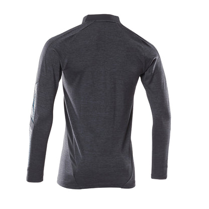 Dark Navy - Back - Mascot Mens Accelerate Flecked Coolmax Long-Sleeved Polo Shirt