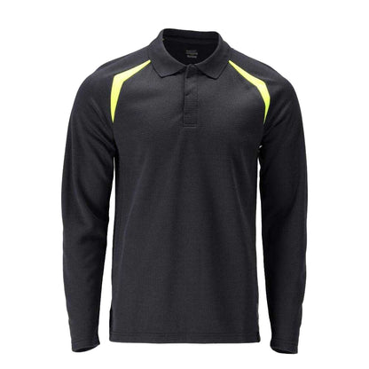 Dark Navy-Yellow - Front - Mascot Mens Accelerate Multisafe High-Vis Polo Shirt