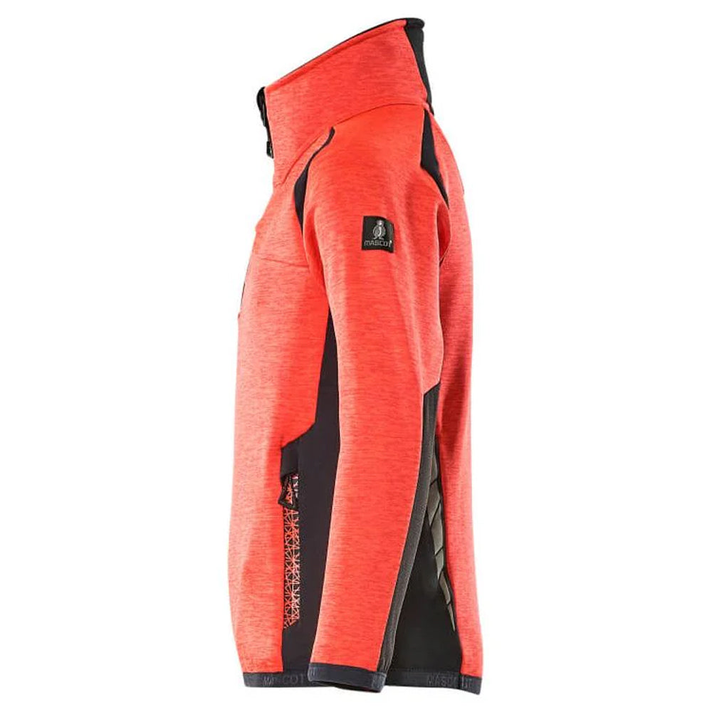 Hi Vis Red-Dark Navy - Side - Mascot Childrens-Kids Accelerate Safe Fleece Top