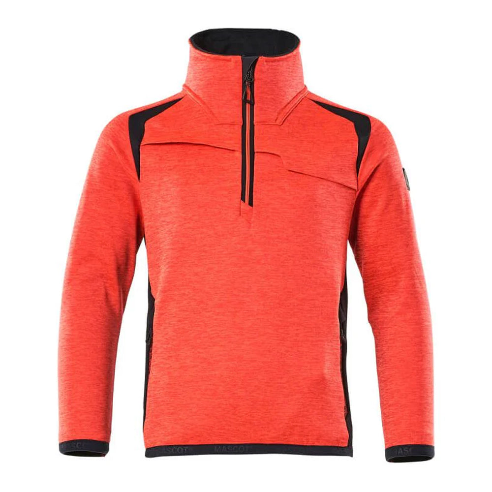 Hi Vis Red-Dark Navy - Front - Mascot Childrens-Kids Accelerate Safe Fleece Top