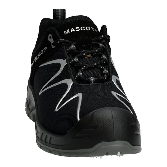 Black-Silver - Front - Mascot Unisex Adult Footwear Flex Lace Up Safety Shoes