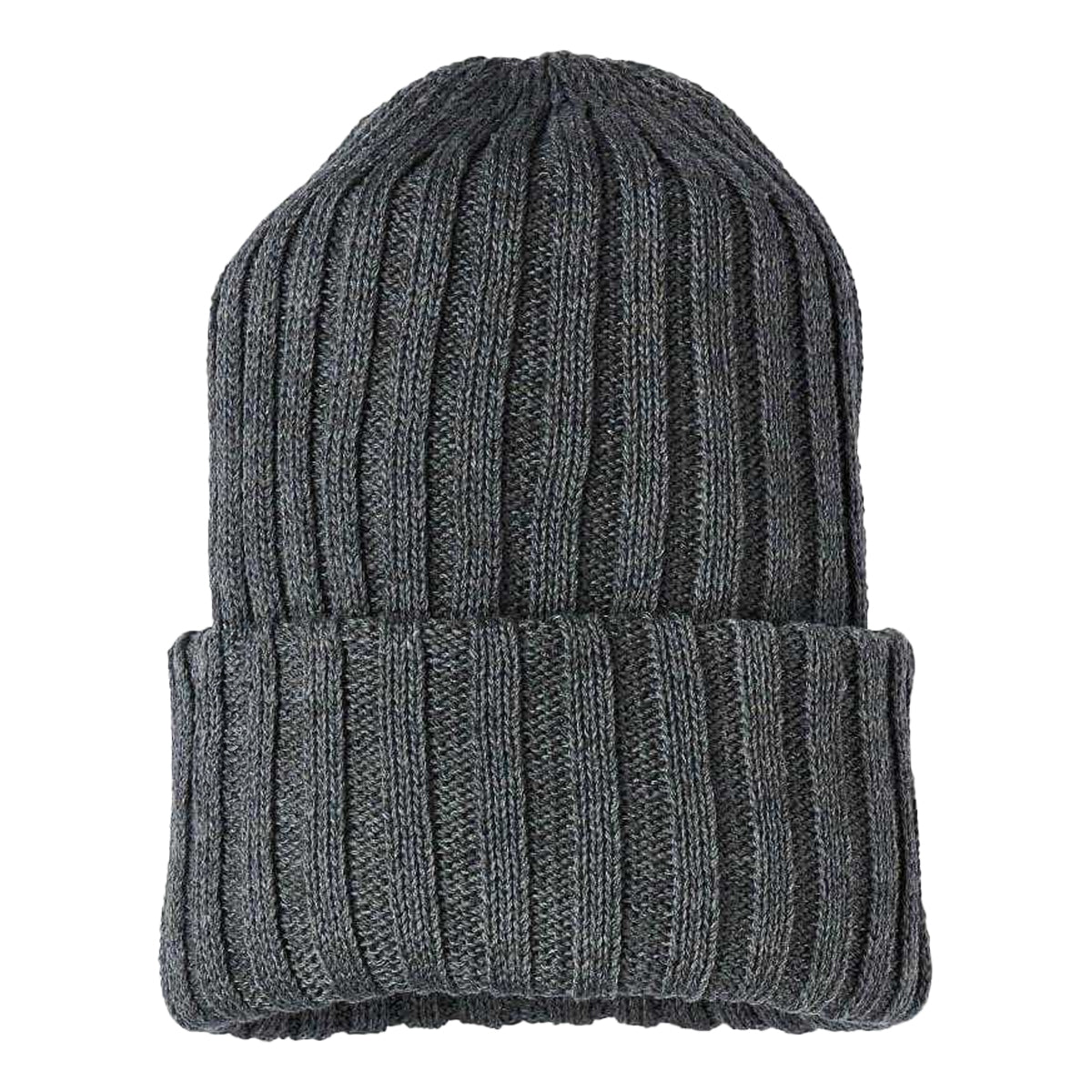 Anthracite-Dark Anthracite - Back - Mascot Unisex Adult Complete Knitted Turned Up Cuff Beanie