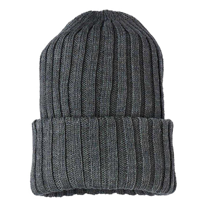 Anthracite-Dark Anthracite - Back - Mascot Unisex Adult Complete Knitted Turned Up Cuff Beanie