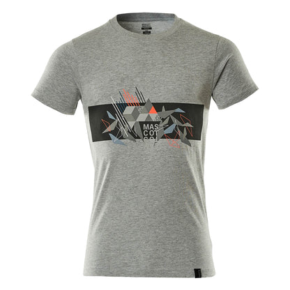 Grey-Hi Vis Red - Front - Mascot Mens Accelerate Safe Round Neck T-Shirt