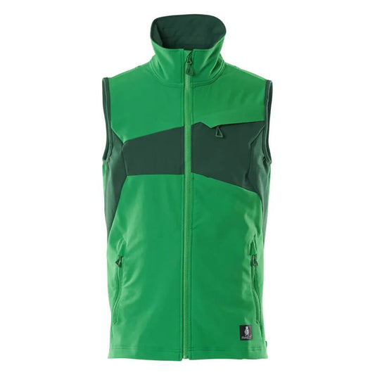 Grass Green-Green - Front - Mascot Mens Accelerate Two Tone 4 Way Stretch Lightweight Gilet