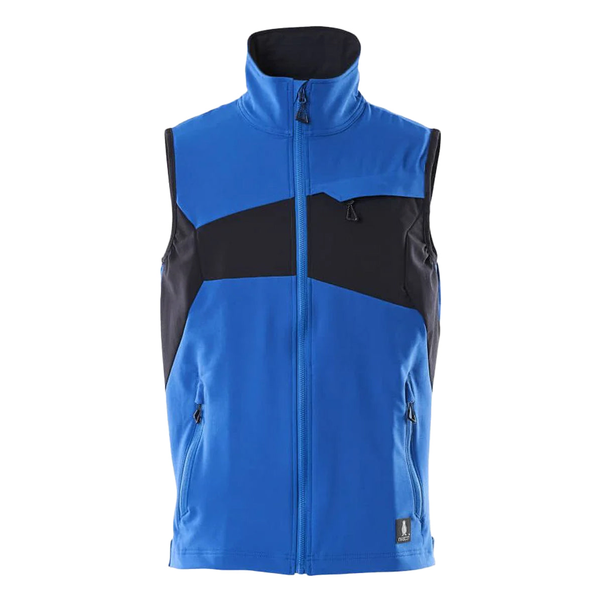 Azure Blue-Dark Navy - Front - Mascot Mens Accelerate Two Tone 4 Way Stretch Lightweight Gilet
