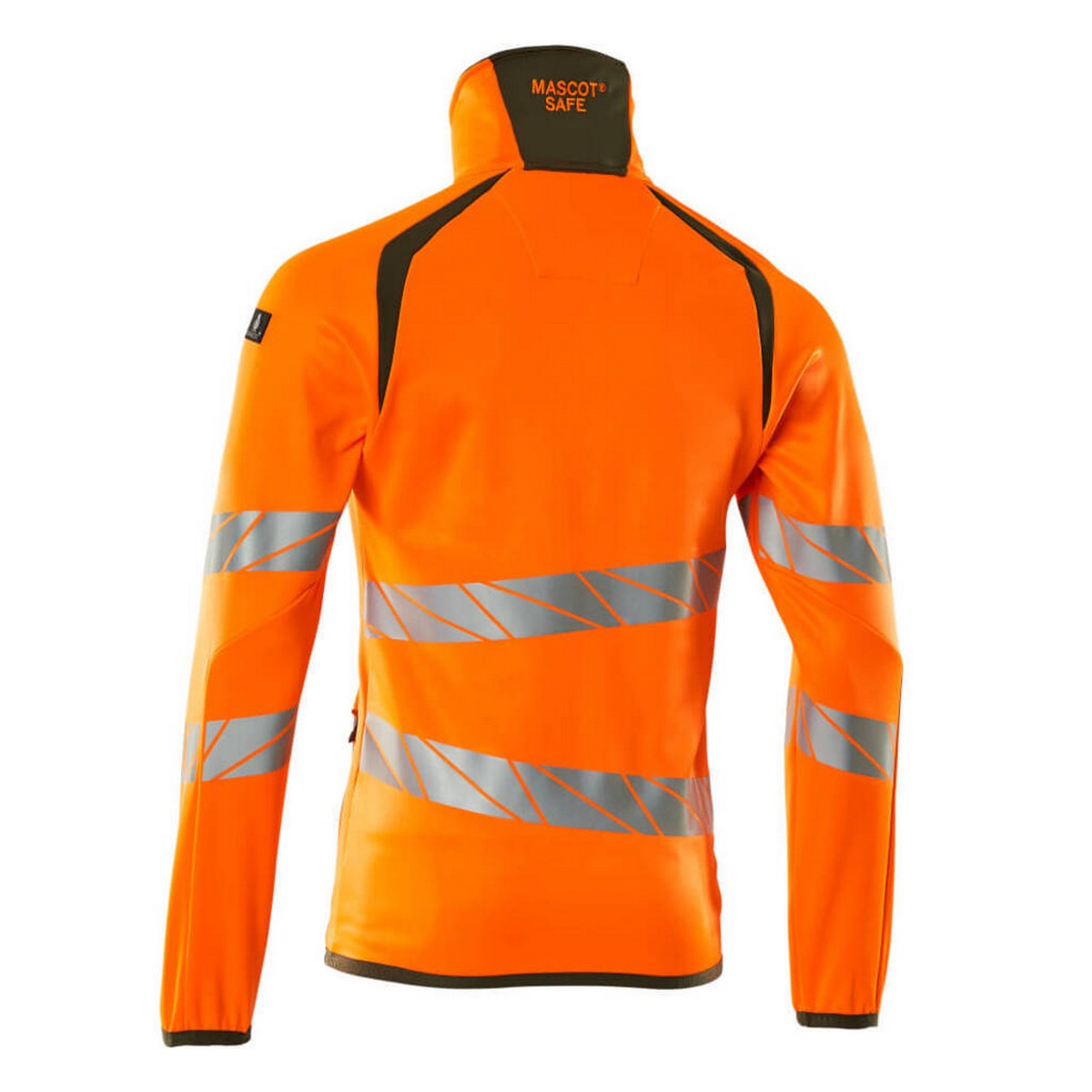 Hi Vis Orange-Moss Green - Back - Mascot Mens Accelerate Safe High-Vis Fleece Jacket