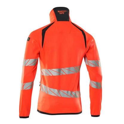 Hi Vis Red-Dark Navy - Back - Mascot Mens Accelerate Safe High-Vis Fleece Jacket