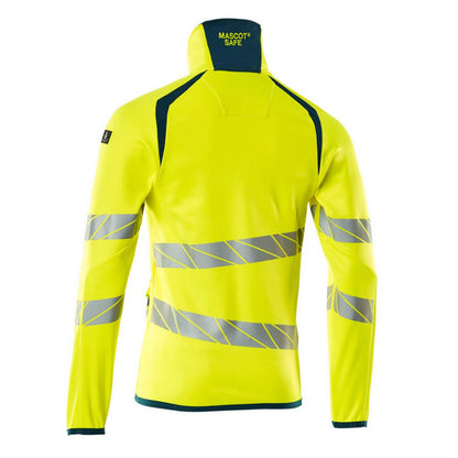Hi Vis Yellow-Dark Petroleum - Back - Mascot Mens Accelerate Safe High-Vis Fleece Jacket