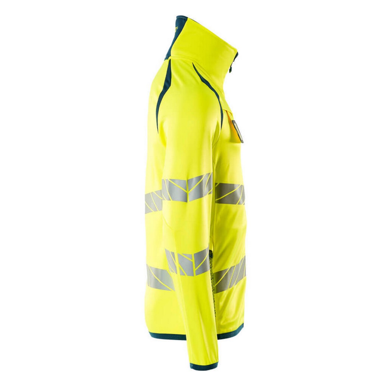 Hi Vis Yellow-Dark Petroleum - Side - Mascot Mens Accelerate Safe High-Vis Fleece Jacket