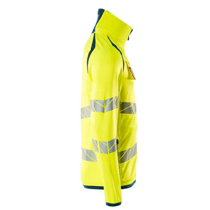 Hi Vis Yellow-Dark Petroleum - Side - Mascot Mens Accelerate Safe High-Vis Fleece Jacket