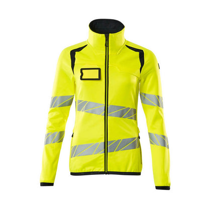 Hi Vis Yellow-Dark Navy - Front - Mascot Womens-Ladies Accelerate Safe High-Vis Fleece Jacket