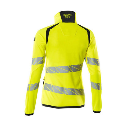 Hi Vis Yellow-Dark Navy - Back - Mascot Womens-Ladies Accelerate Safe High-Vis Fleece Jacket