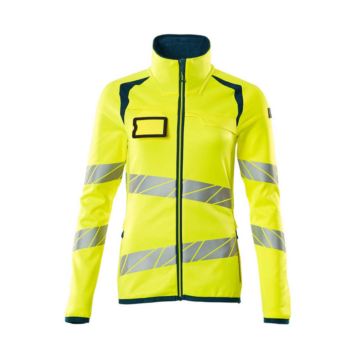 Hi Vis Yellow-Dark Petroleum - Front - Mascot Womens-Ladies Accelerate Safe High-Vis Fleece Jacket