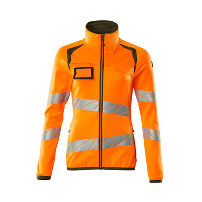 Hi Vis Orange-Moss Green - Front - Mascot Womens-Ladies Accelerate Safe High-Vis Fleece Jacket