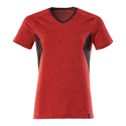 Traffic Red-Black - Front - Mascot Womens-Ladies Accelerate Coolmax V Neck T-Shirt