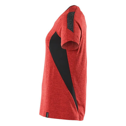 Traffic Red-Black - Back - Mascot Womens-Ladies Accelerate Coolmax V Neck T-Shirt