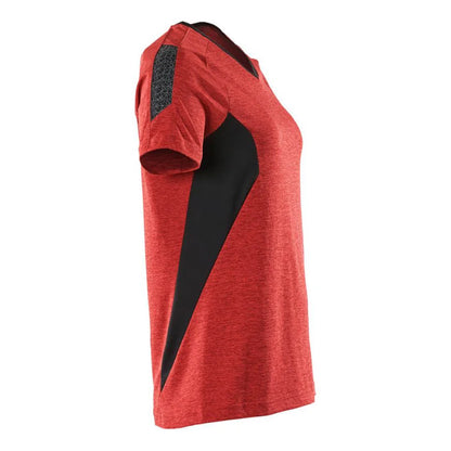 Traffic Red-Black - Side - Mascot Womens-Ladies Accelerate Coolmax V Neck T-Shirt