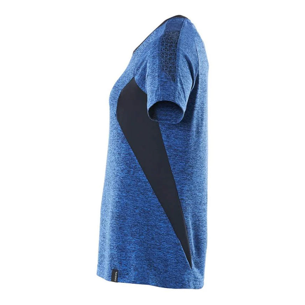 Azure Blue-Dark Navy - Back - Mascot Womens-Ladies Accelerate Coolmax V Neck T-Shirt
