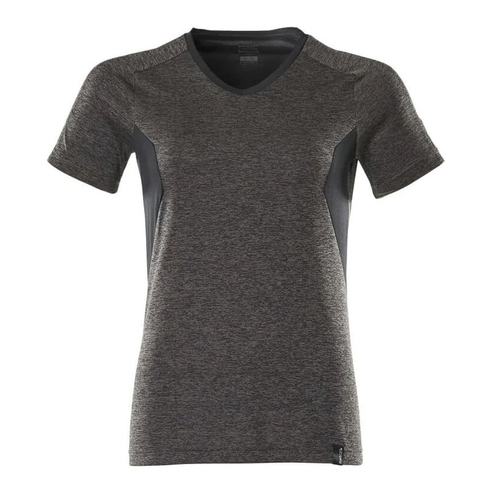 Dark Anthracite-Black - Front - Mascot Womens-Ladies Accelerate Coolmax V Neck T-Shirt
