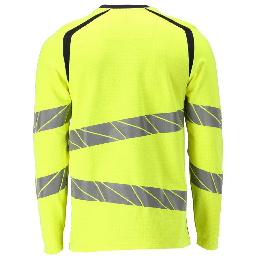 Hi Vis Yellow-Dark Navy - Back - Mascot Mens Accelerate Multisafe Hi-Vis Long-Sleeved T-Shirt