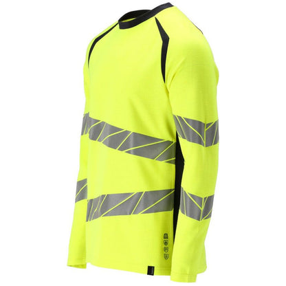 Hi Vis Yellow-Dark Navy - Side - Mascot Mens Accelerate Multisafe Hi-Vis Long-Sleeved T-Shirt