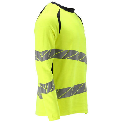 Hi Vis Yellow-Dark Navy - Lifestyle - Mascot Mens Accelerate Multisafe Hi-Vis Long-Sleeved T-Shirt